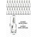 Feyza Design 50ML Şeffaf Sprey Şişe Seti, Kolonya ve Dezenfektan Için - Ahşap - Beyaz