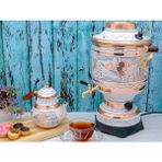 Feyza Design 6 Litre Elektrikli Bakır Semaver, Pratik ve Şık Tasarım - Ahşap - Beyaz - Seçenek 1