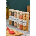 Feyza Design 6'lı 1000 ml Cam Kavanoz Seti Ahşap Kapaklı Vakumlu Bakliyat Saklama - Ahşap - Beyaz