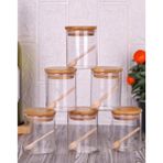 Feyza Design 6’lı Bambu Kapaklı Cam Baharatlık Seti, 250 Ml, Şık ve Kullanışlı Ürün - Seçenek 1