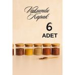 Feyza Design 6'lı Düz Cam Baharatlık Seti, Hava Geçirmez Vakum Bambu Kapaklı, 365 ml