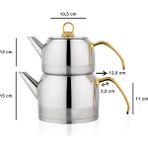 Feyza Design Ada (Büyük) 4 Parça Gold Çaydanlık Takımı, Şık ve Kullanışlı Set - Açık Bej - Seçenek 1