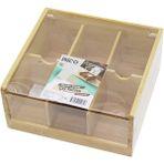 Feyza Design Ahşap Bambu 6 Bölmeli Çay Kutusu, Mıka Plastik Kapak, 21X20X10CM - Açık Bej - Seçenek 1