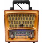 Feyza Design Ahşap Büyük Boy Bluetooth Radyo, Nostaljik Tasarım, Usb/tf, Uzaktan Kumanda - Altın
