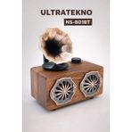 Feyza Design Ahşap Görünümlü Bluetooth Hoparlör ve Nostaljik Radyo, Retro Tasarım - Altın