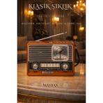 Feyza Design Ahşap Görünümlü Nostaljik Radyo ve Bluetooth Hoparlör, Fenerli, Fm, Usb, Sd - Ahşap - Ceviz