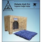 Feyza Design Ahşap Kedi Evi Dış Mekan 61X41X36 cm Osb Minderli - Seçenek 1