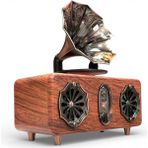 Feyza Design Ahşap Nostalji Radyo, Bluetooth Özellikli Gramafon Görünüm Eşsiz Tasarım - Ahşap - Ceviz