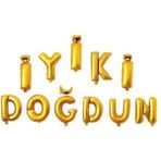 Feyza Design Altın Renkli 16 Inç Folyo Balon - Doğum Günü ve Partiler Için - 0,5 x 9 cm - Acem Lalesi Sarısı