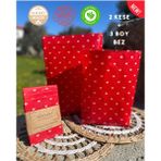 Feyza Design Balmumlu 2 Boy Kese + 3 Boy Balmumu Kumaş Seti, Doğal Gıda Sargı Seti - Altın - Turkuaz - Seçenek 1