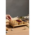 Feyza Design Bambu 3'lü Dikdörtgen Çerezlik ve Sunumluk Seti, 25X16.5 cm - Ahşap - Bej