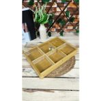 Feyza Design Bambu 6 Bölmeli Çerezlik Organizer Saklama Kutusu, Şık ve Pratik Kullanım - Seçenek 1