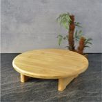 Feyza Design Bambu Ayaklı Yuvarlak Sunum Tahtası Peynir Tabağı, Şık ve Doğal Tasarım - Ahşap - Ceviz - Seçenek 1