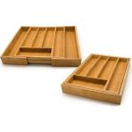 Feyza Design Bambu Ayarlanabilir Çekmece Içi Kaşıklık, Organizer, Pratik ve Şık Tasarım - Ahşap - Ceviz - Seçenek 1