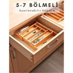 Feyza Design Bambu Ayarlanabilir Çekmece Içi Organizer, 5-7 Bölmeli, Çok Amaçlı Düzenleyici - Ahşap - Ceviz - Seçenek 1