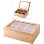 Feyza Design Bambu Çay Kutusu, 6 Gözlü, 24X16X7CM, Şık ve Doğal Tasarım - Altın