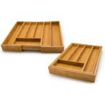 Feyza Design Bambu Çok Bölmeli Ayarlanabilir Kaşıklık, Şık ve Fonksiyonel Tasarım - Cappuccino - Seçenek 1
