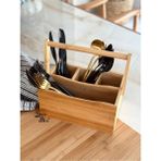 Feyza Design Bambu Çok Bölmeli Kaşıklık Sepeti 23X15 Cm, Set Halinde 12 Adet - Ahşap - Ceviz - Seçenek 1