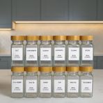 Feyza Design Bambu Kapaklı 12’li Cam Baharatlık Seti 120ML Etiketli, Şık ve Kullanışlı - Seçenek 1