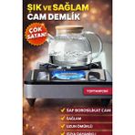 Feyza Design Bambu Kapaklı Cam Bitki Çayı Demliği 1000 Ml, Isıya Dayanıklı Sürahi - Altın - Seçenek 1