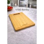 Feyza Design Bambu Kesme Tahtası, Su Oluklu, 30X24, Dayanıklı ve Şık Tasarım - Açık Bej - Seçenek 1