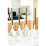 Feyza Design Bambu Saplı 4 Parça Silikon Mutfak Servis Seti Krem Renk - Seçenek 1