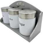 Feyza Design Beyaz 3 Parça Çay Kahve Şeker Takımı, Şık ve Kullanışlı Set - Ahşap - Beyaz