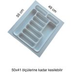 Feyza Design Beyaz Çekmece Içi Düzenleyici Kaşıklık, 55X49 Cm, Pratik ve Şık Organizatör - Ahşap - Ceviz - Seçenek 1