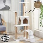 Feyza Design Beyaz Hamaklı Yuvalı Lüx Kedi Evi, Rahat ve Eğlenceli Tasarım - Seçenek 1