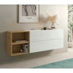 Feyza Design Beyaz Mdf Dresuar, 130 cm Genişlik, Modern ve Şık Tasarım - Ahşap - Bej - Siyah