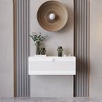 Feyza Design Beyaz Mdf Dresuar, Duvara Monte, 69X26 Cm, Kapaklı - Ahşap - Bej - Siyah