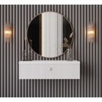 Feyza Design Beyaz Mdf Duvara Monte Kapaklı Dresuar (69 Cm) - Ahşap - Bej - Siyah