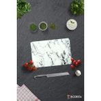 Feyza Design Beyaz Mermer Görünümlü Cam Kesme Tablası 20X30CM, Şık ve Dayanıklı Tasarım - Ahşap - Beyaz - Seçenek 1
