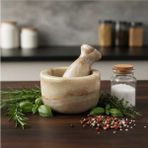Feyza Design Beyaz Mermer Havan ve Sarımsak Ezici Seti, Şık ve Kullanışlı Tasarım - Antrasit - Seçenek 1