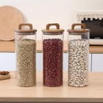 Feyza Design Borosilikat Cam Vakumlu Kavanoz 1550 Ml, Akasya Kapaklı Bakliyat ve Baharat Için - Seçenek 1