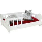 Feyza Design Büyük Ahşap Kedi Yatağı, Beyaz, Parlak Boyalı, 50X35 Cm, Kemikli Model - Ahşap - Beyaz - Seçenek 1
