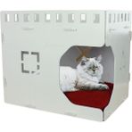 Feyza Design Büyük Ahşap Kedi Yatağı, Parlak Beyaz, 50X35 Cm, Küp Tasarım - Seçenek 1