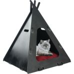 Feyza Design Büyük Ahşap Kedi Yatağı, Siyah Parlak Çadır, 50X35 Cm, Premium Kalite - Seçenek 1