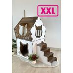 Feyza Design Büyük Ahşap Mdf Kedi Evi, Teraslı ve Şık Tasarım, 5kg ve Üzeri Kedilere Uygun - Seçenek 1
