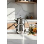 Feyza Design Büyük Boy Çelik Çaydanlık, Metal Kulp, Şık ve Dayanıklı Tasarım - Altın - Seçenek 1