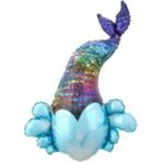 Feyza Design Büyük Deniz Kızı Kuyruk 5513 Beyaz Folyo Balon - 0,5 x 9 cm - Ahşap - Bej - Siyah