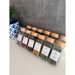 Feyza Design Cam Baharatlık Seti, Bambu Kapaklı, 21 Adet, Özel Baskı, Yüksek Kalite - Seçenek 1