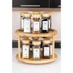 Feyza Design Cam Bambu Kapaklı 12'li Baharat Takımı, Döner Standlı, 251-299 ml - Seçenek 1