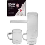 Feyza Design Cam Cezve Seti 3'lü, 400 Ml, Şık ve Dayanıklı, Kahve Hazırlama Aksesuarı - Seçenek 1 - Ahşap - Beyaz