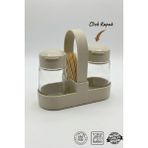 Feyza Design Cam Click Kapaklı Drop Standlı Baharatlık Seti, 100 Ml, Taş Rengi - Seçenek 1
