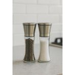Feyza Design Cam Gövdeli Metal Krom Renk Kapaklı Tuz ve Karabiber Öğütücü - Seçenek 1