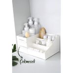 Feyza Design Çekmeceli Çok Amaçlı Organizer, Makyaj ve Takı Düzenleyici, Beyaz - Ahşap - Beyaz