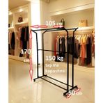 Feyza Design Çelik Konfeksiyon Elbise Askılığı, Tekerlekli, 170 cm Boy, Demonte Tasarım - Seçenek 1 - Ahşap