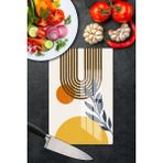 Feyza Design Çiçek Desenli Kesim Panosu, Estetik ve Kullanışlı Mutfak Gereci - Açık Bej - Seçenek 1
