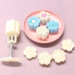 Feyza Design Çiçek Şekilli Mooncake Kurabiye Kalıbı 7 Parça, Pratik ve Şık Tasarım - Altın
